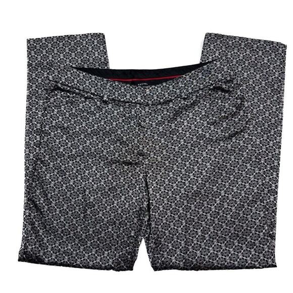 Zac & Rachel Floral Pants Geometric Print Straight Leg Black Silver Women's 6 - Picture 4 of 8